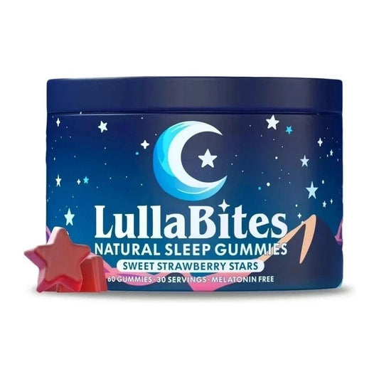 LullaBites Natural Sleep Gummies - 30 Servings -Sweet Strawberry Stars (Melatonin Free)