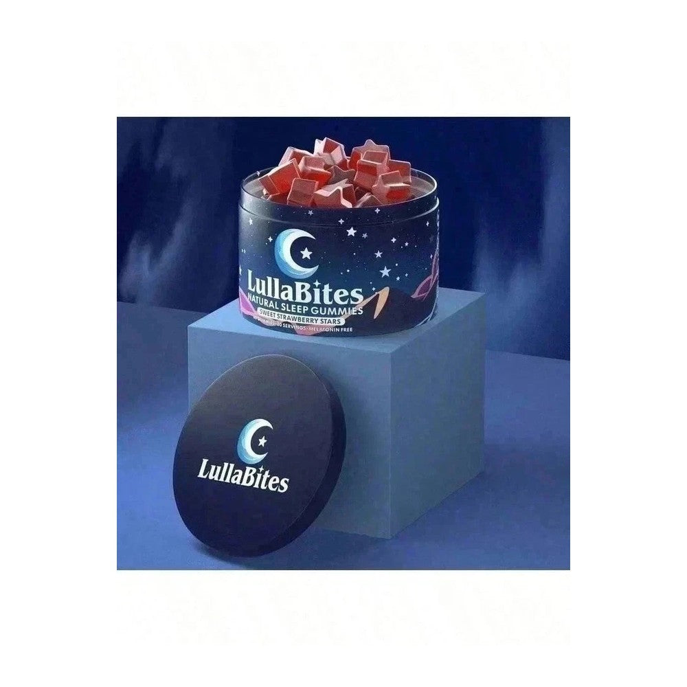 LullaBites Natural Sleep Gummies - 30 Servings -Sweet Strawberry Stars (Melatonin Free)