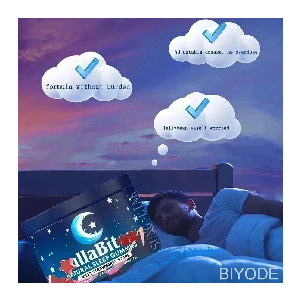 LullaBites Natural Sleep Gummies - 30 Servings -Sweet Strawberry Stars (Melatonin Free)